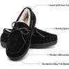 DREAM PAIRS Men’s Moccasin Slippers Fuzzy Plush House Shoes Indoor Outdoor Fleece Lining Loafers(Black)