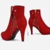 DREAM PAIRS Women’s Ankle Boots High Stiletto Heel Booties Fashion Zipper Short Boots(Red-1)