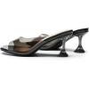DREAM PAIRS Women’s Clear Heels Square Toe High Stiletto Mules Slip on Wedding Dress Heel Sandals(All Black-clear)