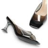 DREAM PAIRS Women’s Clear Heels Square Toe High Stiletto Mules Slip on Wedding Dress Heel Sandals(All Black-clear)