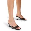 DREAM PAIRS Women’s Clear Heels Square Toe High Stiletto Mules Slip on Wedding Dress Heel Sandals(All Black-clear)
