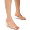 DREAM PAIRS Women’s Clear Heels Square Toe High Stiletto Mules Slip on Wedding Dress Heel Sandals(All Nude-clear)