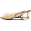DREAM PAIRS Women’s Clear Heels Square Toe High Stiletto Mules Slip on Wedding Dress Heel Sandals(All Nude-clear)