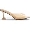 DREAM PAIRS Women’s Clear Heels Square Toe High Stiletto Mules Slip on Wedding Dress Heel Sandals(All Nude-clear)