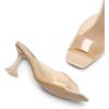 DREAM PAIRS Women’s Clear Heels Square Toe High Stiletto Mules Slip on Wedding Dress Heel Sandals(All Nude-clear)