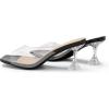 DREAM PAIRS Women’s Clear Heels Square Toe High Stiletto Mules Slip on Wedding Dress Heel Sandals(Black Clear)