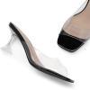DREAM PAIRS Women’s Clear Heels Square Toe High Stiletto Mules Slip on Wedding Dress Heel Sandals(Black Clear)