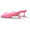 DREAM PAIRS Women’s Clear Heels Square Toe High Stiletto Mules Slip on Wedding Dress Heel Sandals(Neon Pink Clear)