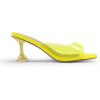 DREAM PAIRS Women’s Clear Heels Square Toe High Stiletto Mules Slip on Wedding Dress Heel Sandals(Neon Yellow Clear)