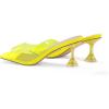 DREAM PAIRS Women’s Clear Heels Square Toe High Stiletto Mules Slip on Wedding Dress Heel Sandals(Neon Yellow Clear)