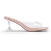 DREAM PAIRS Women’s Clear Heels Square Toe High Stiletto Mules Slip on Wedding Dress Heel Sandals(Pink/Clear)