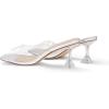 DREAM PAIRS Women’s Clear Heels Square Toe High Stiletto Mules Slip on Wedding Dress Heel Sandals(Silver Clear-low)