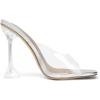 DREAM PAIRS Women’s Clear Heels Square Toe High Stiletto Mules Slip on Wedding Dress Heel Sandals(Sliver/Clear)