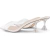 DREAM PAIRS Women’s Clear Heels Square Toe High Stiletto Mules Slip on Wedding Dress Heel Sandals(White Clear)
