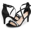 DREAM PAIRS Women’s Dolce Fashion Stilettos Open Toe Pump Heel Sandals(Black-rhinestone)