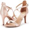 DREAM PAIRS Women’s Dolce Fashion Stilettos Open Toe Pump Heel Sandals(Champagne Satin)