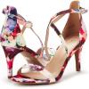 DREAM PAIRS Women’s Dolce Fashion Stilettos Open Toe Pump Heel Sandals(Floral)
