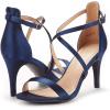 DREAM PAIRS Women’s Dolce Fashion Stilettos Open Toe Pump Heel Sandals(Navy Satin)