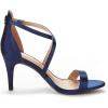 DREAM PAIRS Women’s Dolce Fashion Stilettos Open Toe Pump Heel Sandals(Navy Satin)