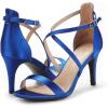 DREAM PAIRS Women’s Dolce Fashion Stilettos Open Toe Pump Heel Sandals(Royal Blue Satin)
