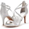 DREAM PAIRS Women’s Dolce Fashion Stilettos Open Toe Pump Heel Sandals(Silver Glitter)