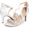 DREAM PAIRS Women’s Dolce Fashion Stilettos Open Toe Pump Heel Sandals(White-rhinestone)