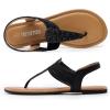 DREAM PAIRS Women’s Elastic Strappy String Thong Ankle Strap Summer Gladiator Sandals(Black/Brown-fabric)