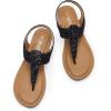 DREAM PAIRS Women’s Elastic Strappy String Thong Ankle Strap Summer Gladiator Sandals(Black/Brown-fabric)