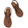 DREAM PAIRS Women’s Elastic Strappy String Thong Ankle Strap Summer Gladiator Sandals(Brown)