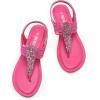 DREAM PAIRS Women’s Elastic Strappy String Thong Ankle Strap Summer Gladiator Sandals(Hot Pink-pu)