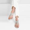 DREAM PAIRS Women’s Elastic Strappy String Thong Ankle Strap Summer Gladiator Sandals(Silver)
