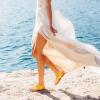 DREAM PAIRS Women’s Elastic Strappy String Thong Ankle Strap Summer Gladiator Sandals(Yellow/Glitter)