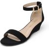 DREAM PAIRS Women’s Ingrid Ankle Strap Low Wedge Sandal(Black/Nubuck)