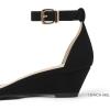 DREAM PAIRS Women’s Ingrid Ankle Strap Low Wedge Sandal(Black/Nubuck)