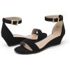 DREAM PAIRS Women’s Ingrid Ankle Strap Low Wedge Sandal(Black/Nubuck)