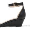 DREAM PAIRS Women’s Ingrid Ankle Strap Low Wedge Sandal(Black/Pu)