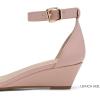 DREAM PAIRS Women’s Ingrid Ankle Strap Low Wedge Sandal(Blush/Pat)