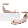 DREAM PAIRS Women’s Ingrid Ankle Strap Low Wedge Sandal(Blush/Pat)