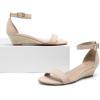 DREAM PAIRS Women’s Ingrid Ankle Strap Low Wedge Sandal(Espadrilles/Nude/Suede)
