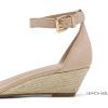 DREAM PAIRS Women’s Ingrid Ankle Strap Low Wedge Sandal(Espadrilles/Nude/Suede)