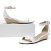 DREAM PAIRS Women’s Ingrid Ankle Strap Low Wedge Sandal(Espadrilles/White/Pu)