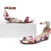 DREAM PAIRS Women’s Ingrid Ankle Strap Low Wedge Sandal(Floral)
