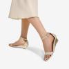 DREAM PAIRS Women’s Ingrid Ankle Strap Low Wedge Sandal(Gold/Plaid)