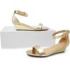 DREAM PAIRS Women’s Ingrid Ankle Strap Low Wedge Sandal(Gold-pu)
