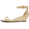 DREAM PAIRS Women’s Ingrid Ankle Strap Low Wedge Sandal(Gold-pu)