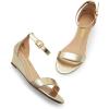 DREAM PAIRS Women’s Ingrid Ankle Strap Low Wedge Sandal(Gold-pu)