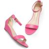 DREAM PAIRS Women’s Ingrid Ankle Strap Low Wedge Sandal(Hot Pink-pu)