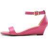 DREAM PAIRS Women’s Ingrid Ankle Strap Low Wedge Sandal(Hot Pink-pu)