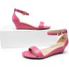 DREAM PAIRS Women’s Ingrid Ankle Strap Low Wedge Sandal(Hot Pink-pu)