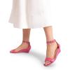 DREAM PAIRS Women’s Ingrid Ankle Strap Low Wedge Sandal(Hot Pink-pu)